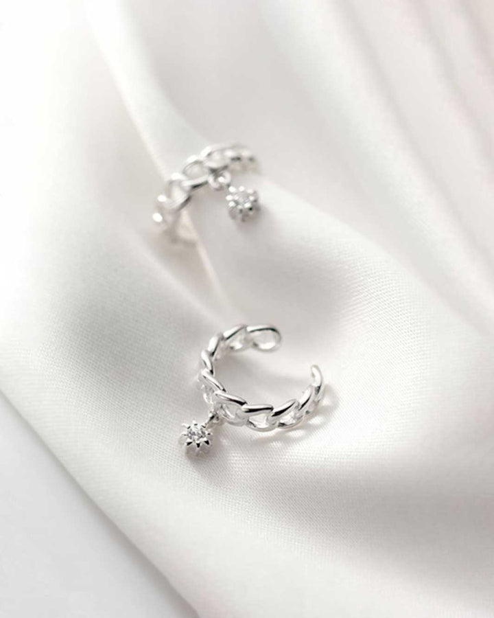 Snowflake Charm Chain Link Ear Cuffs