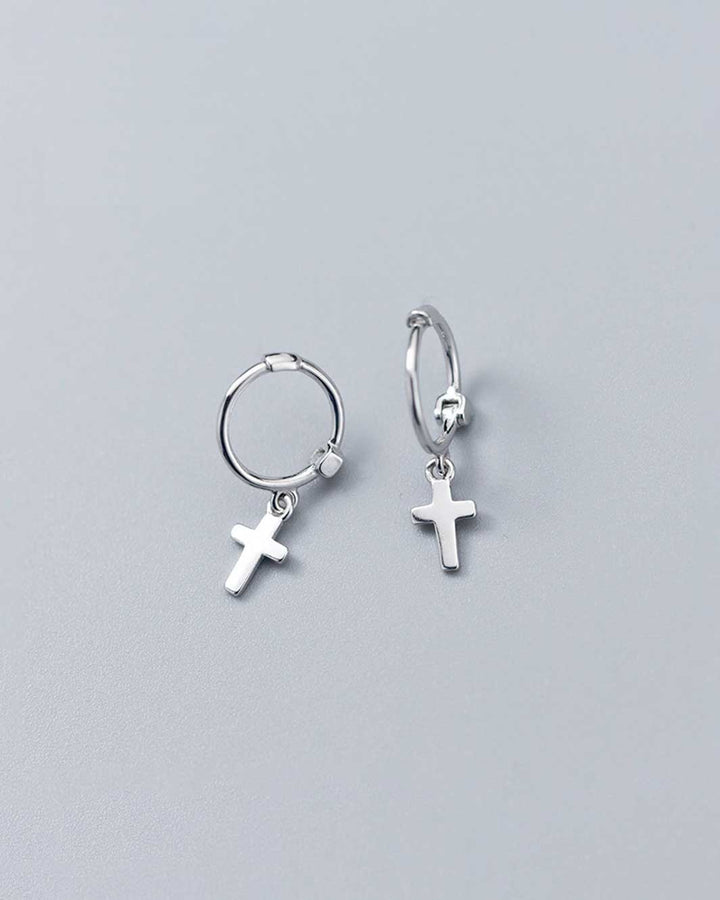 Cross Pendant Huggie Earrings