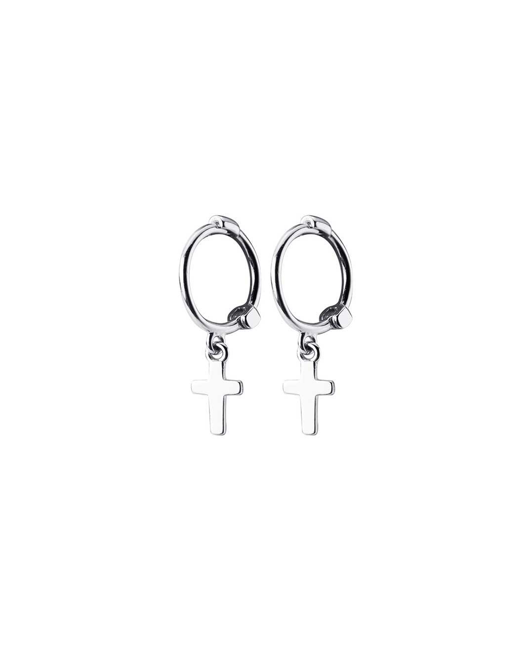 Cross Pendant Huggie Earrings