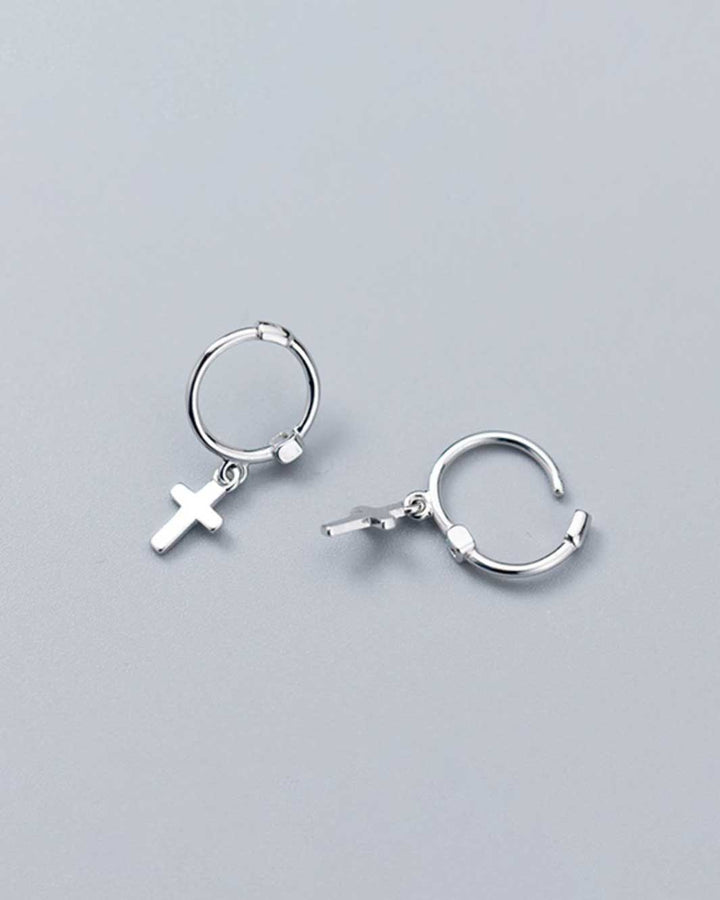 Cross Pendant Huggie Earrings
