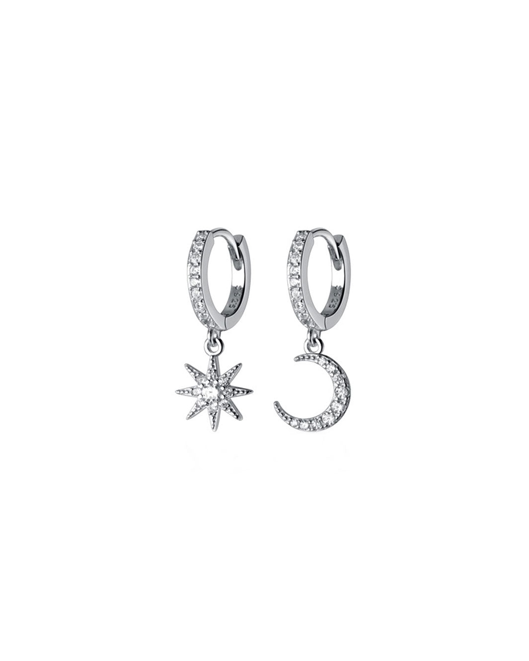 Diamante Moon & Star Huggie Earrings