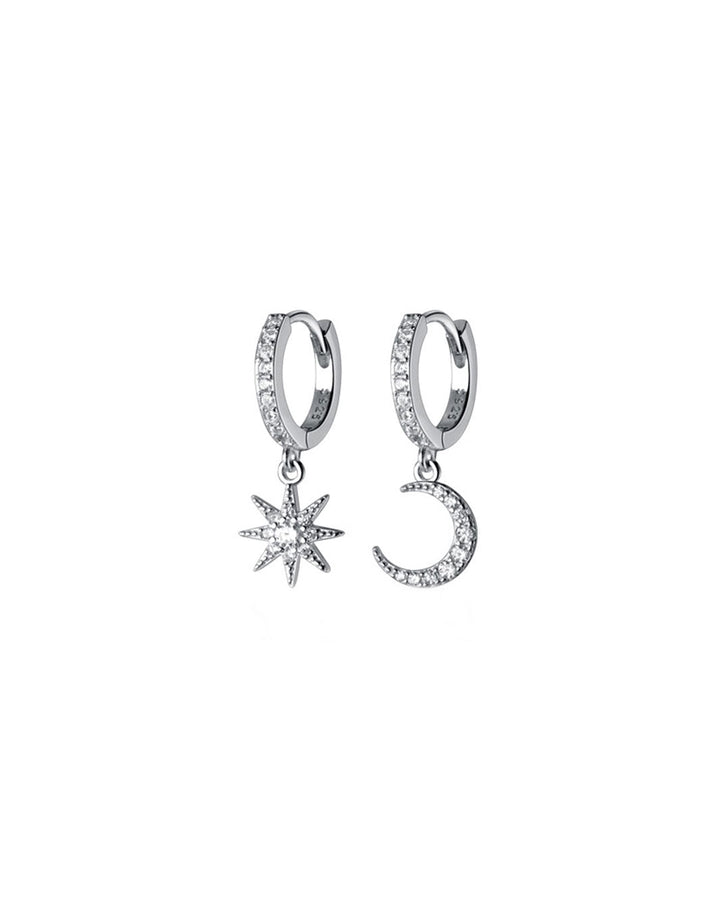 Diamante Moon & Star Huggie Earrings