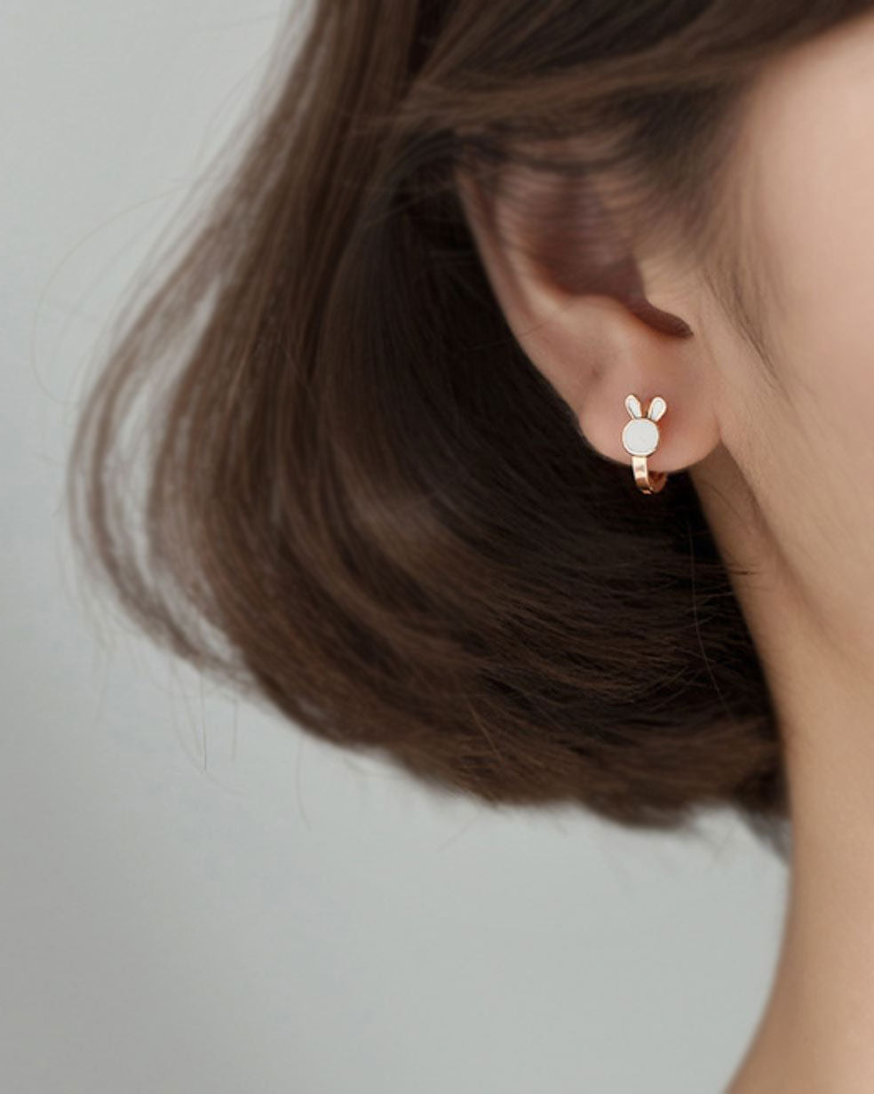 Bunny and Carrot Mismatch Hoop Earrings