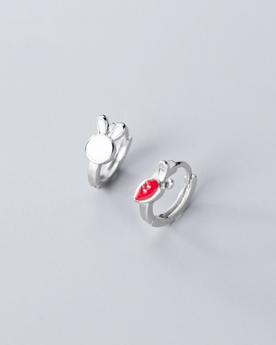Bunny and Carrot Mismatch Hoop Earrings