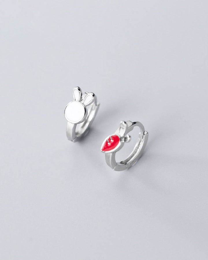 Bunny and Carrot Mismatch Hoop Earrings