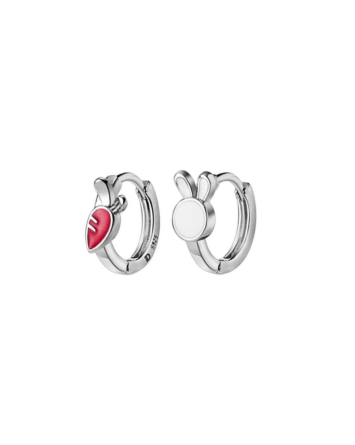 Bunny and Carrot Mismatch Hoop Earrings