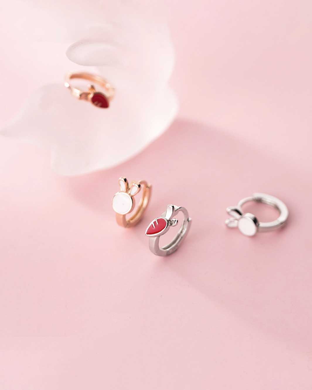 Bunny and Carrot Mismatch Hoop Earrings