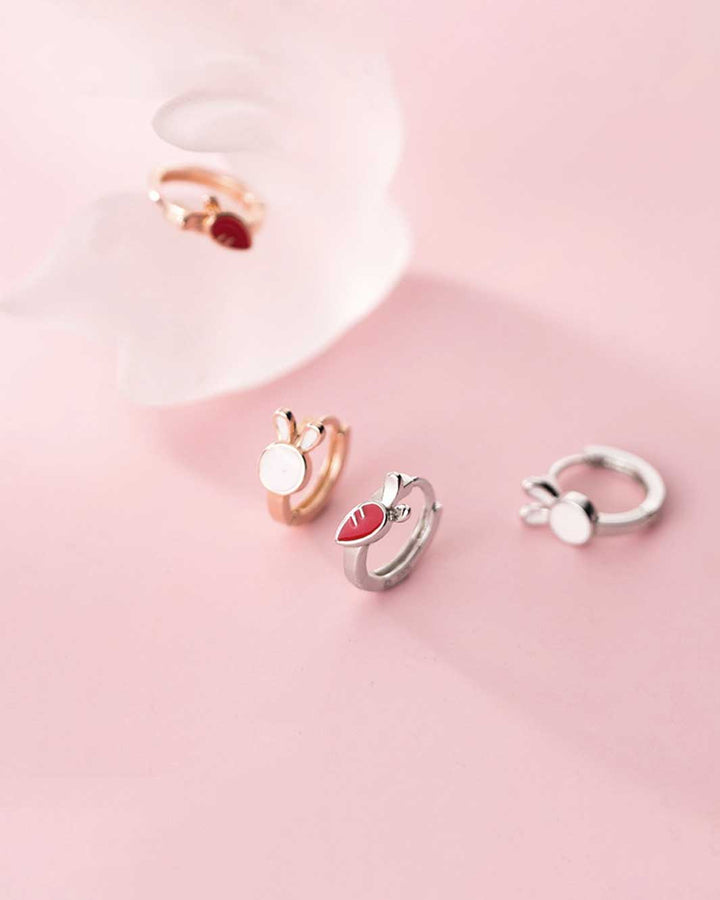 Bunny and Carrot Mismatch Hoop Earrings
