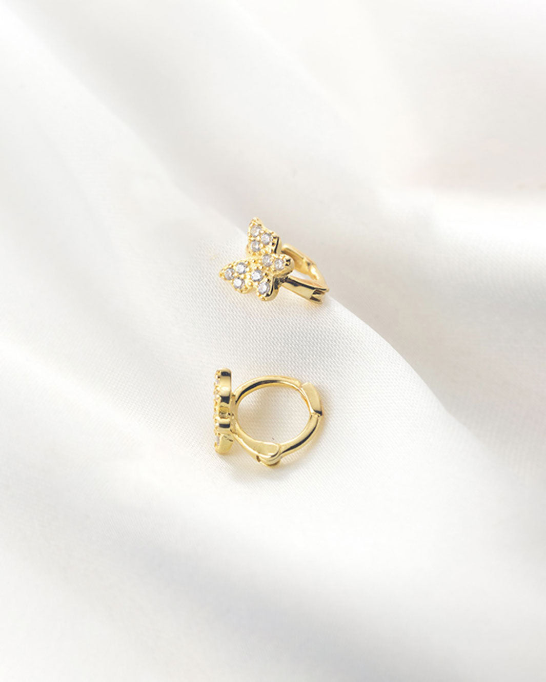 Tiny Diamante Butterfly Huggie Earrings