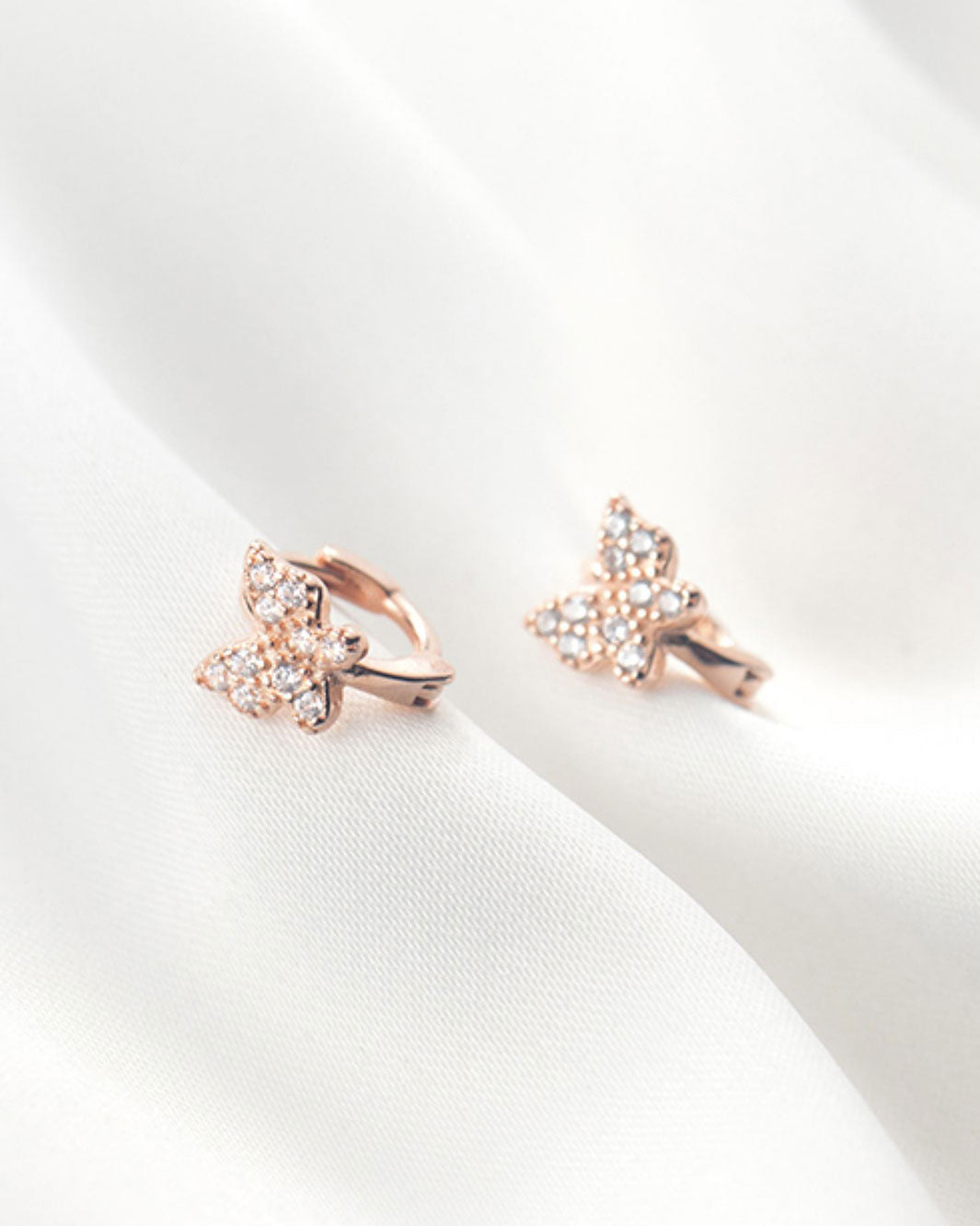 Tiny Diamante Butterfly Huggie Earrings