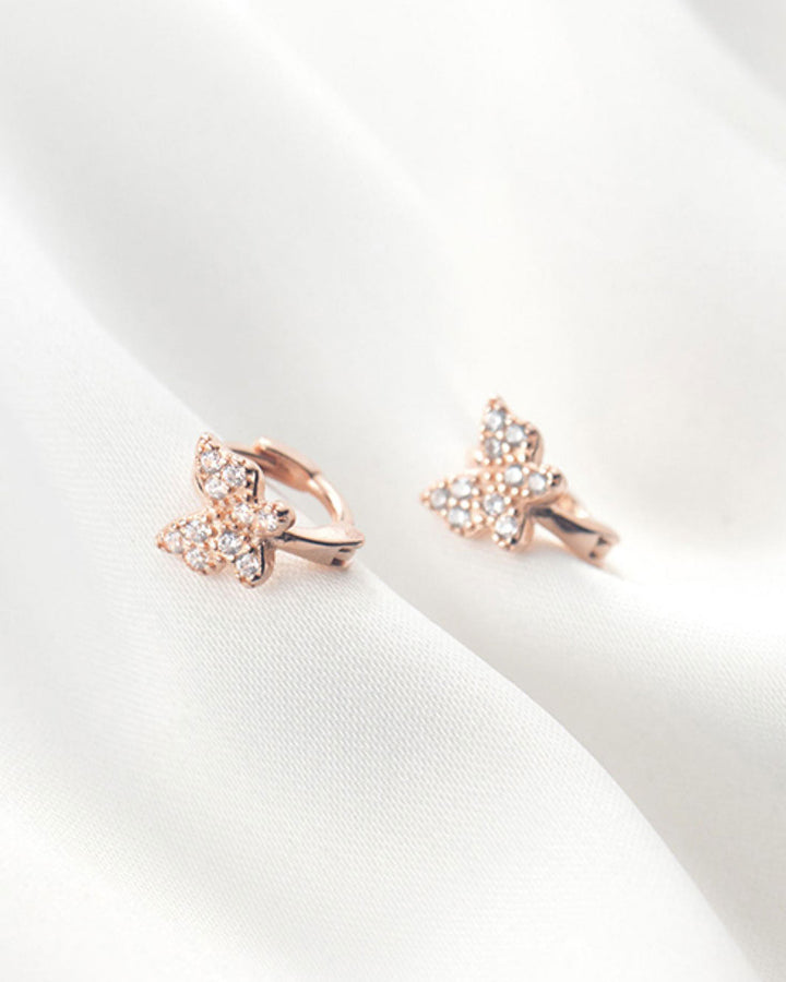 Tiny Diamante Butterfly Huggie Earrings