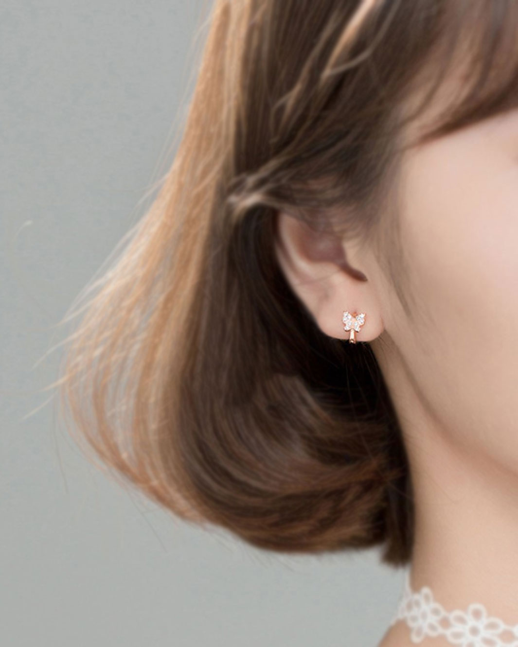 Tiny Diamante Butterfly Huggie Earrings