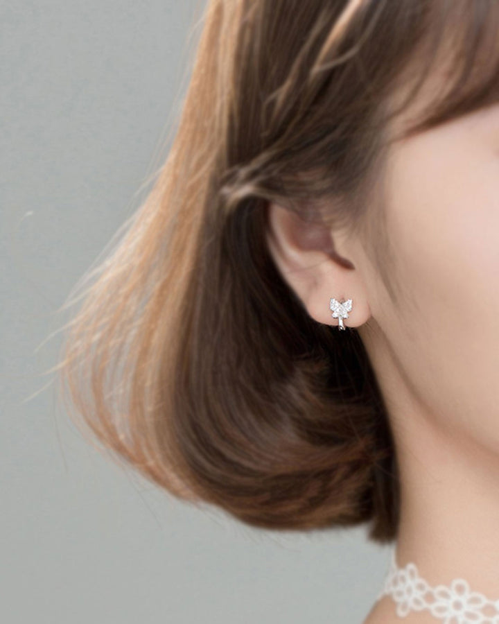 Tiny Diamante Butterfly Huggie Earrings