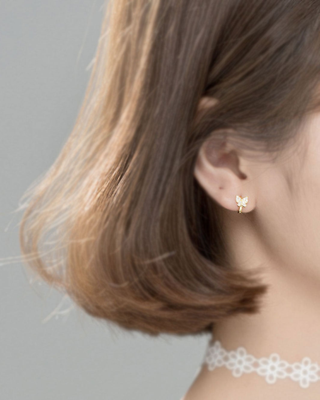 Tiny Diamante Butterfly Huggie Earrings