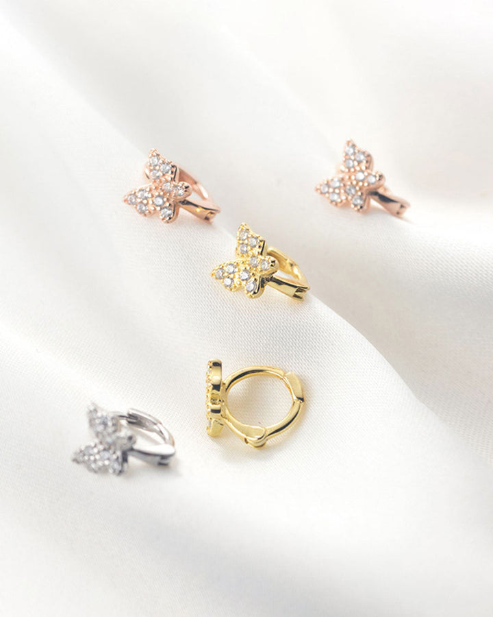 Tiny Diamante Butterfly Huggie Earrings