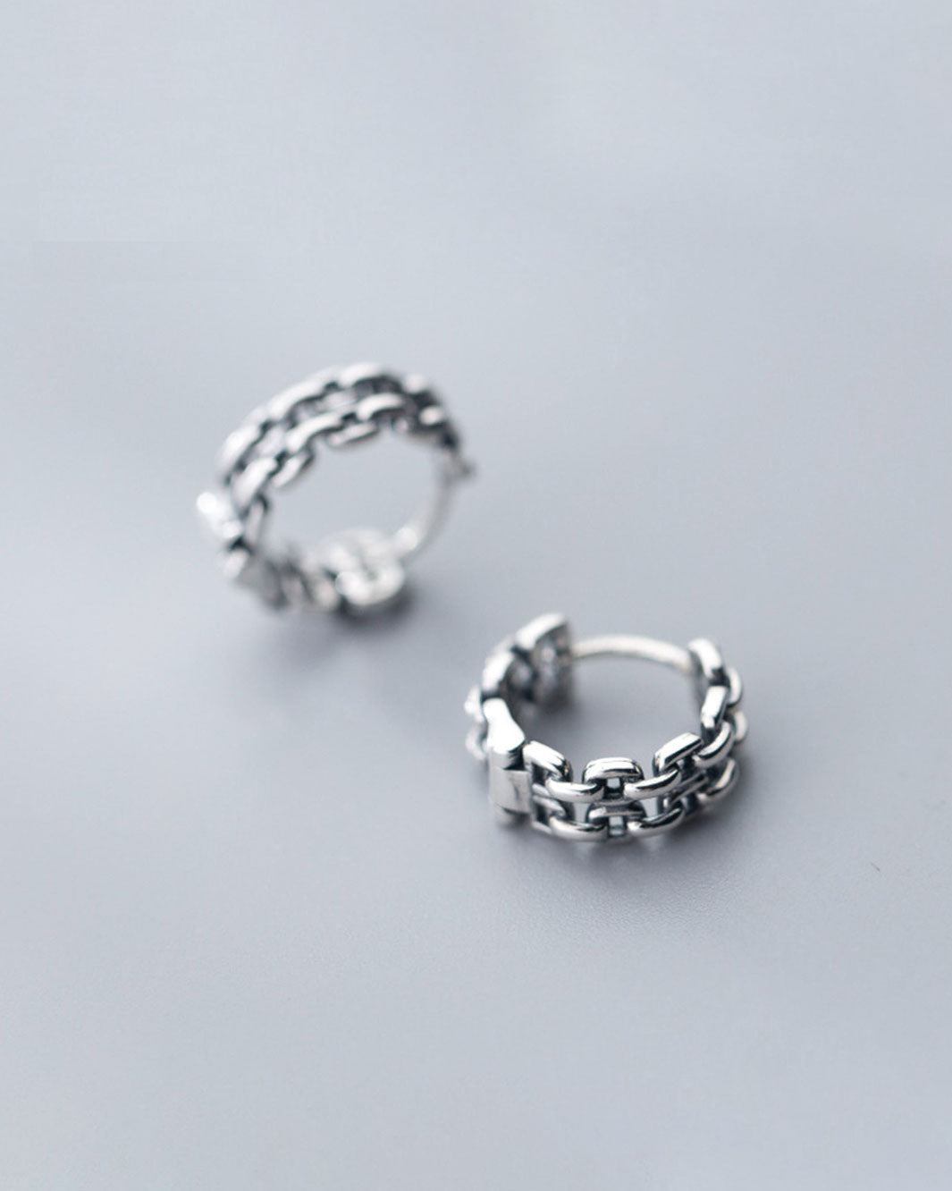 Double Chain Link Hoop Earrings