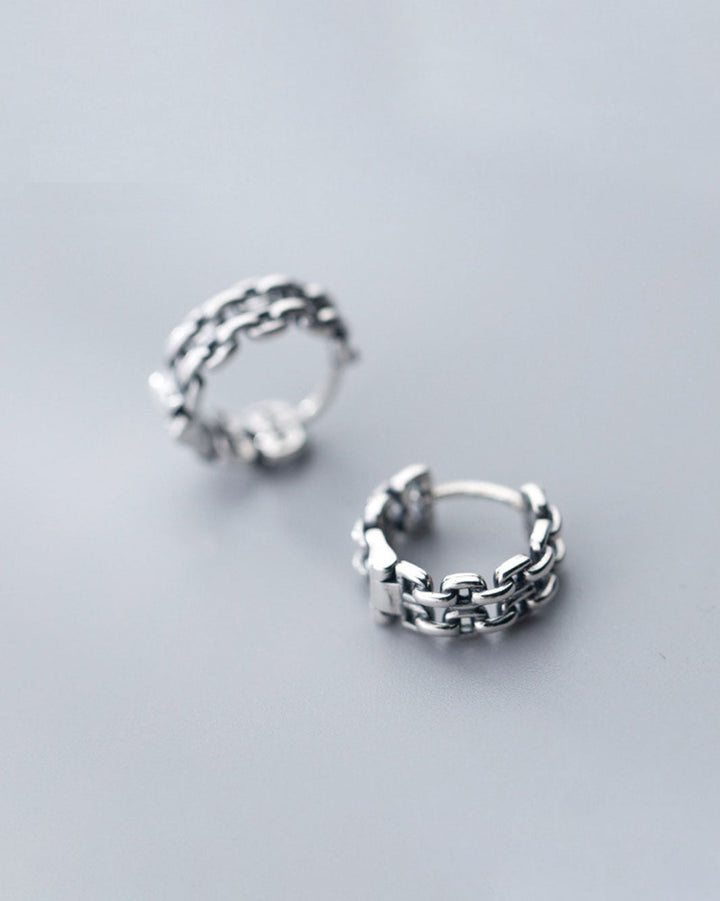 Double Chain Link Hoop Earrings