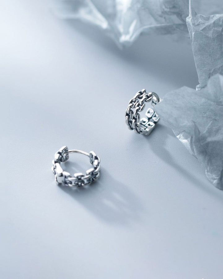 Double Chain Link Hoop Earrings