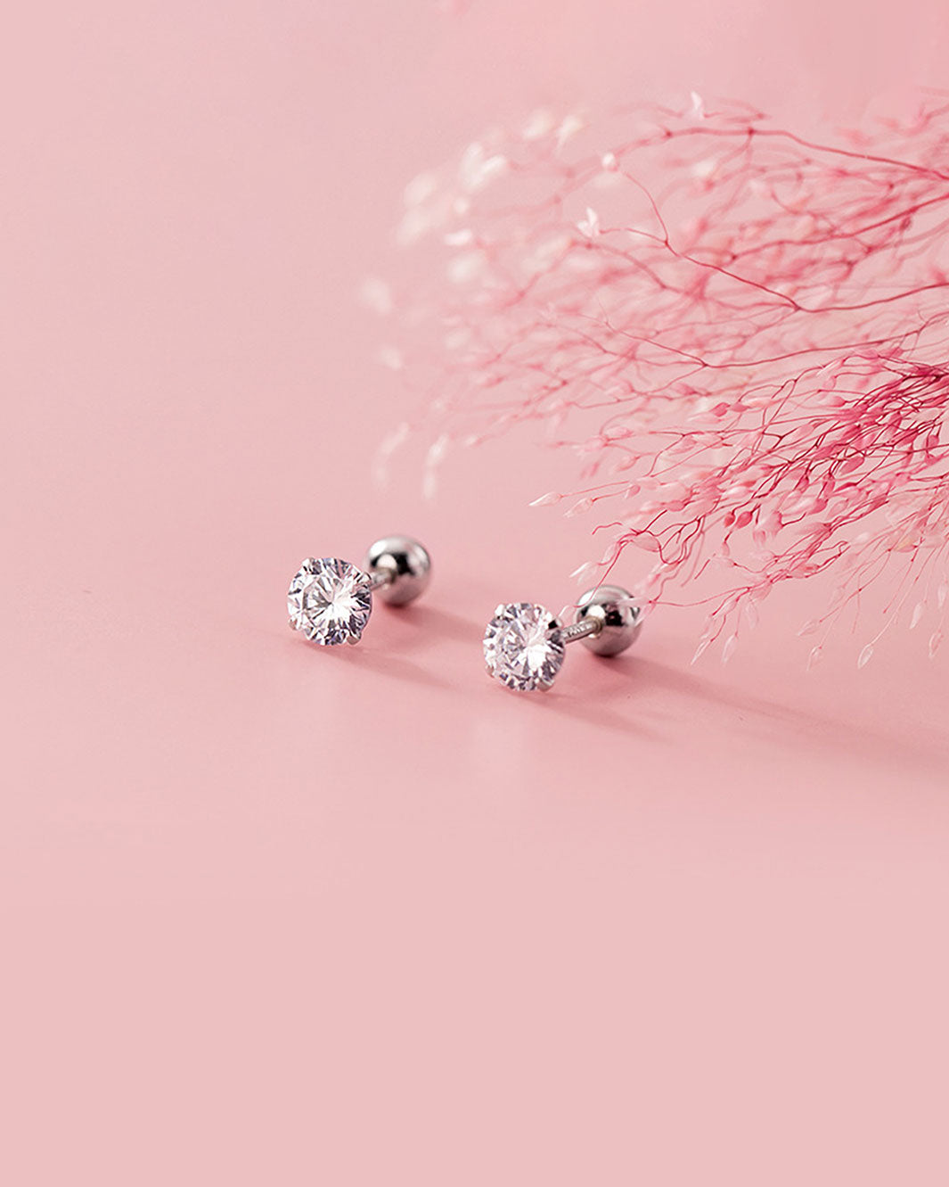 Round Diamond Barbell Earrings