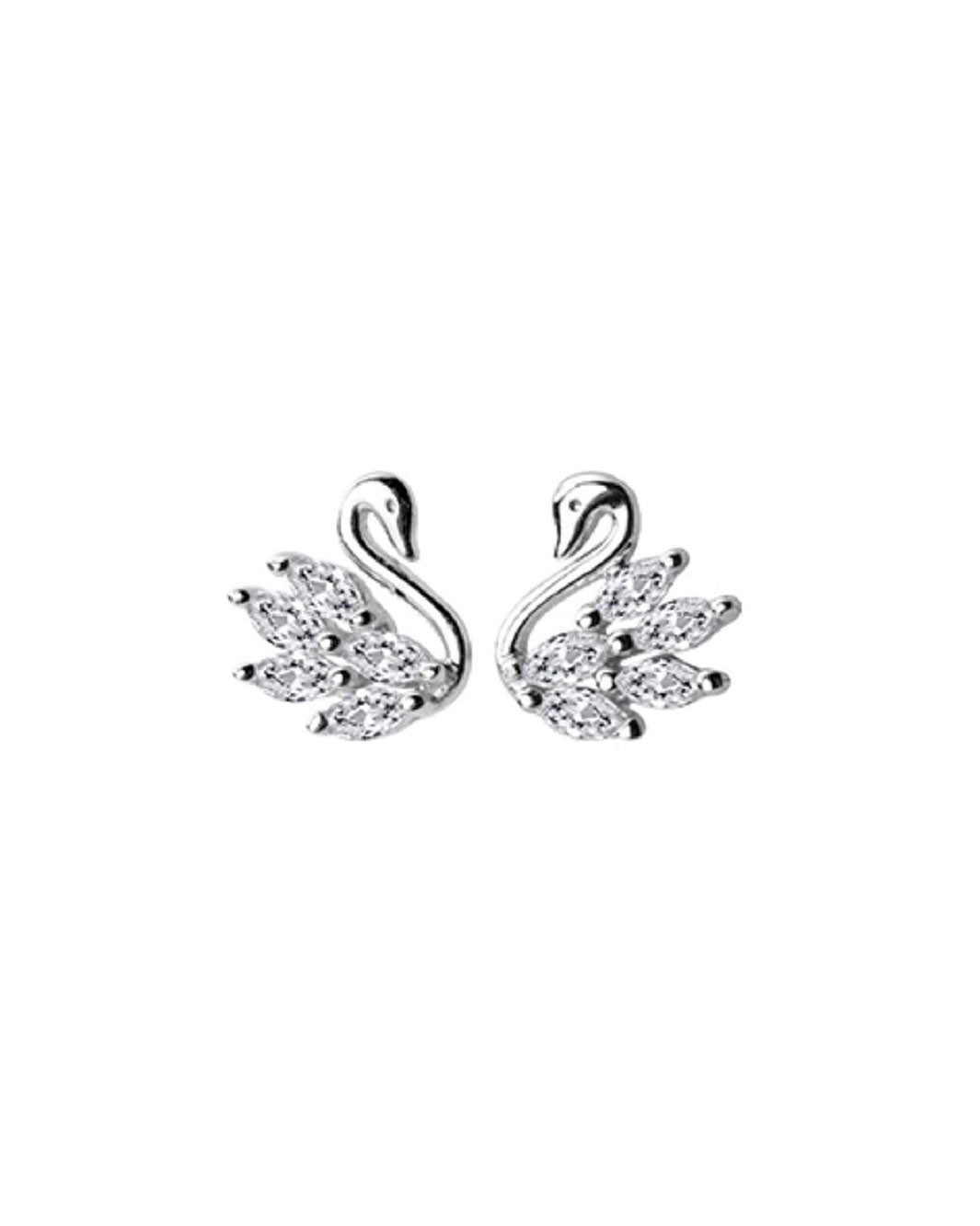 Diamante Swan Stud Earrings