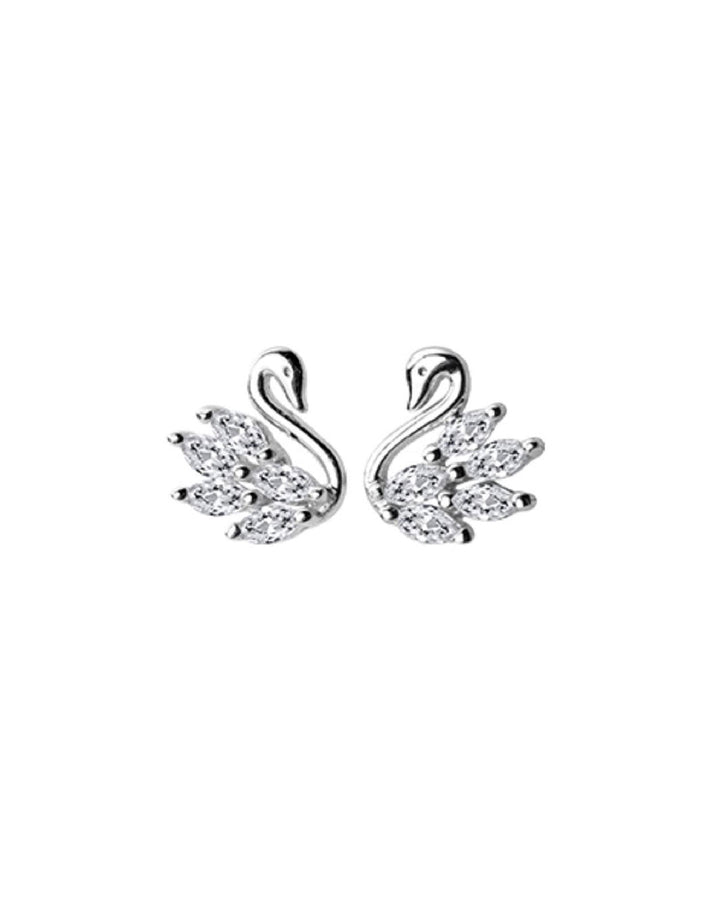 Diamante Swan Stud Earrings