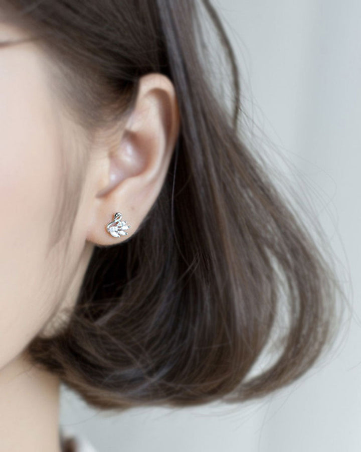Diamante Swan Stud Earrings