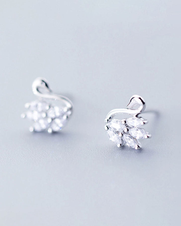 Diamante Swan Stud Earrings