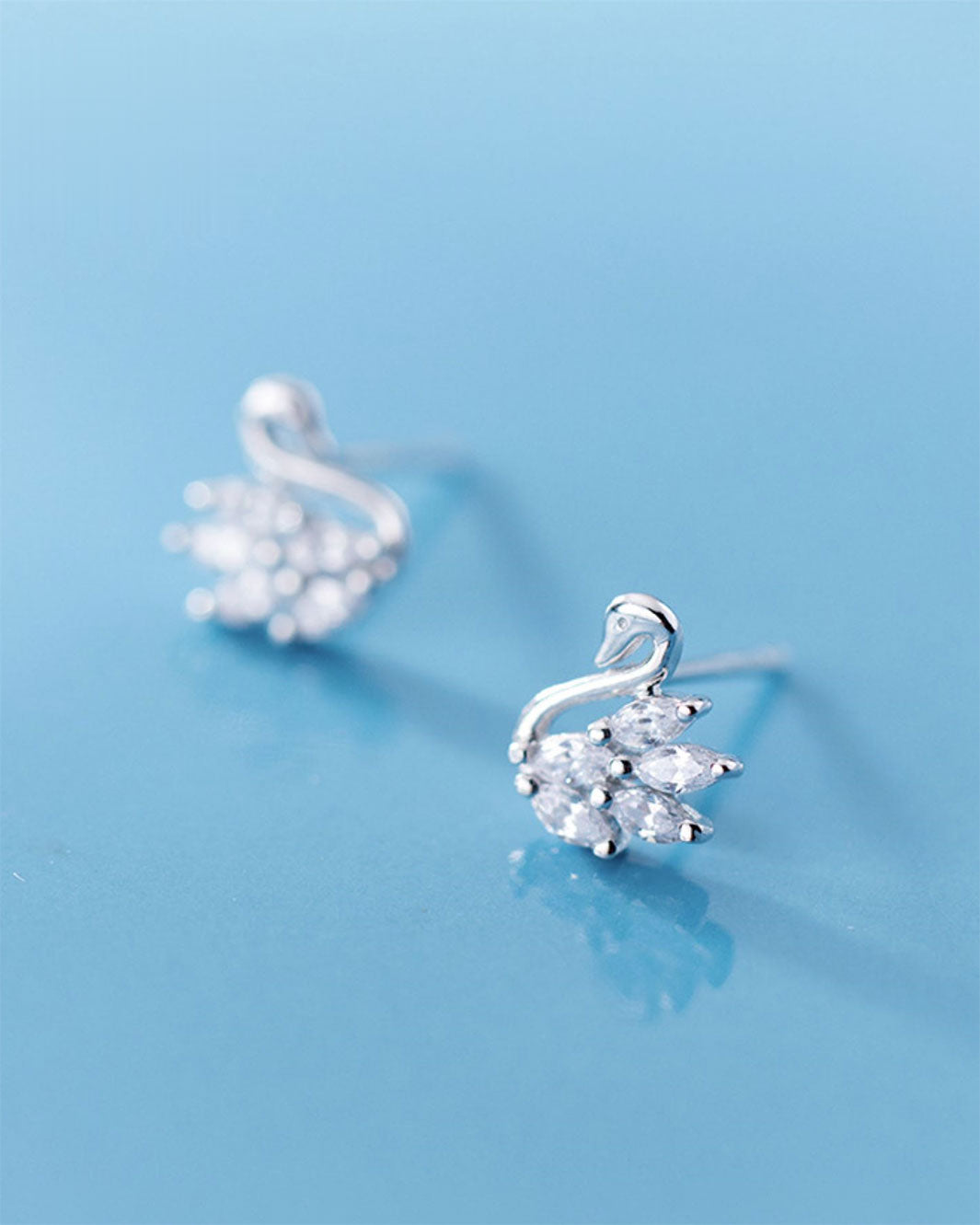 Diamante Swan Stud Earrings