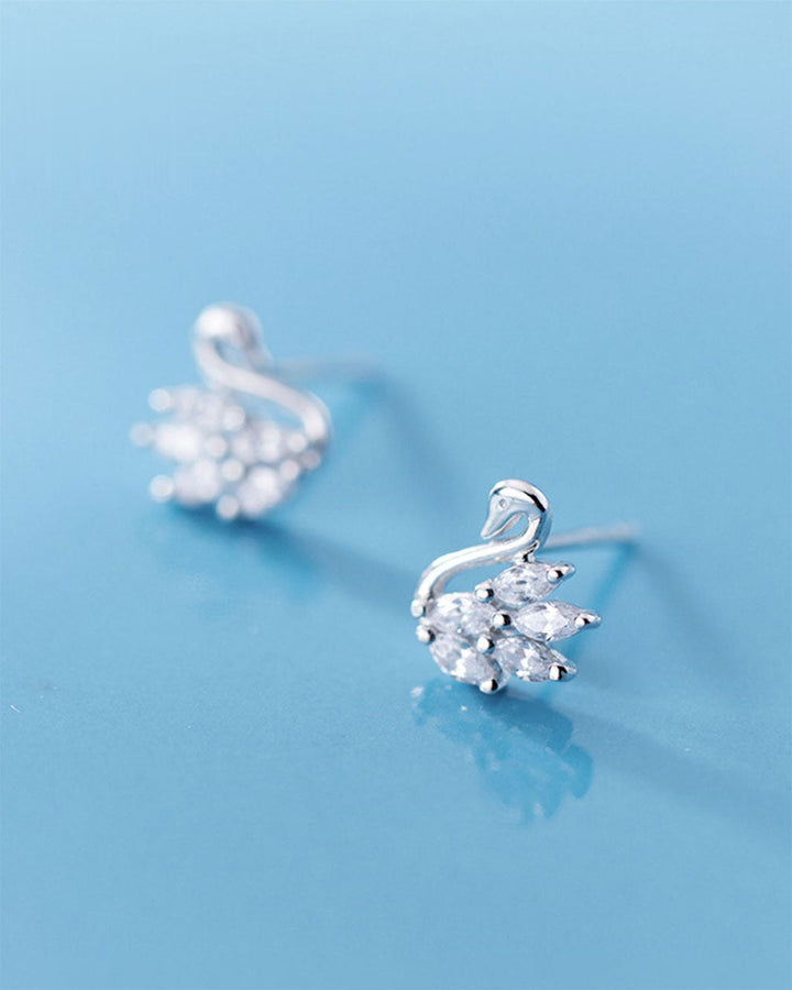 Diamante Swan Stud Earrings