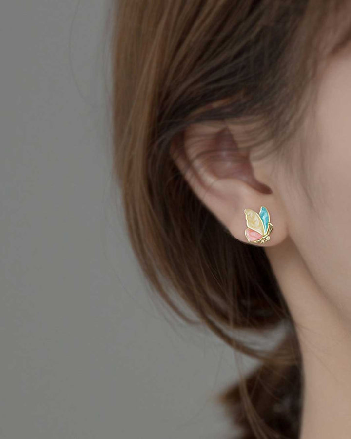 Tricolor Butterfly Stud Earrings