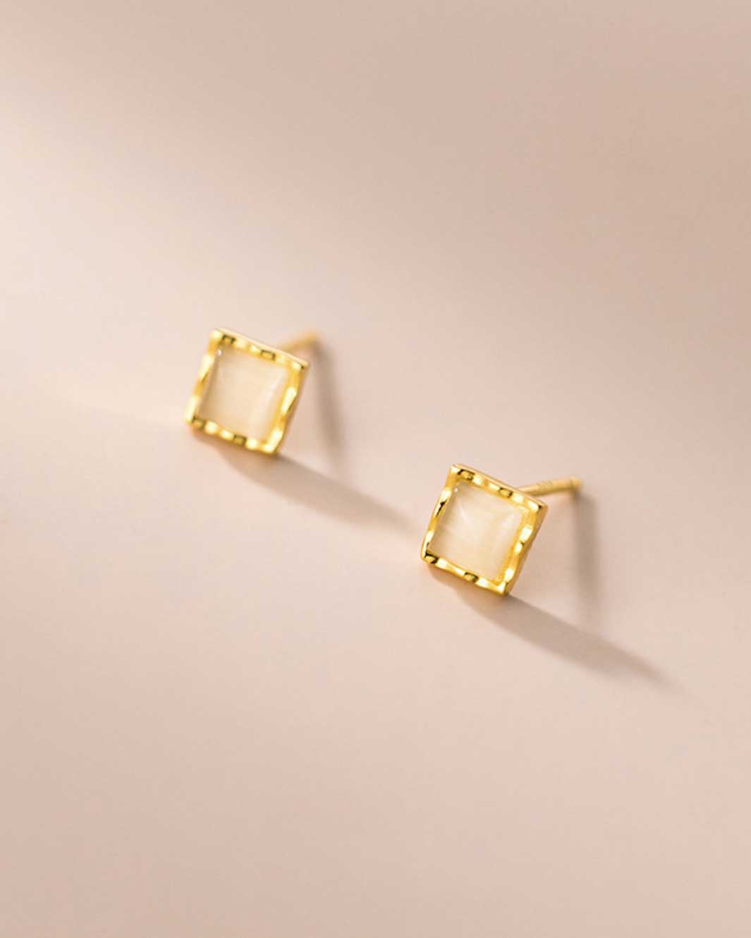 Square Opal Stud Earrings