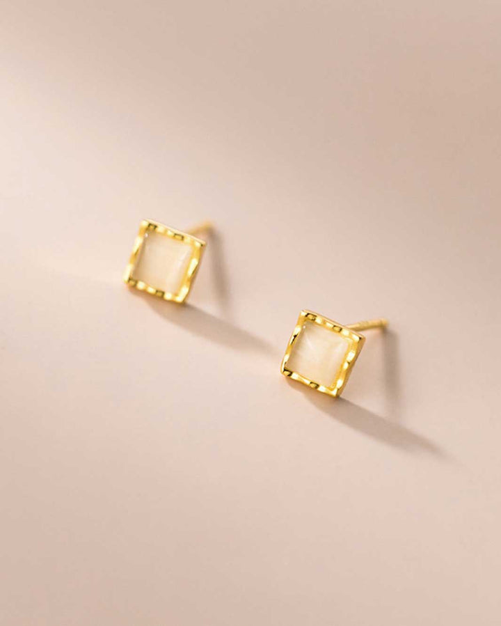Square Opal Stud Earrings