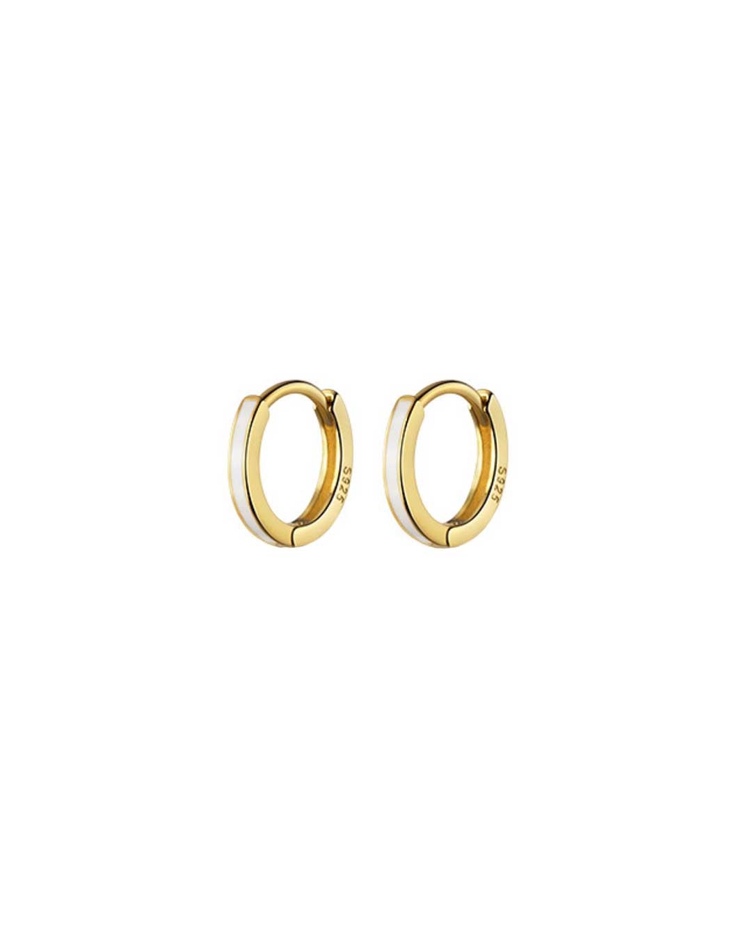 White Enamel Stripe Hoop Earrings