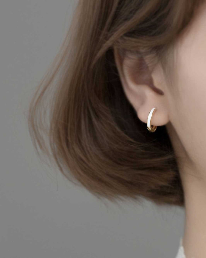 White Enamel Stripe Hoop Earrings