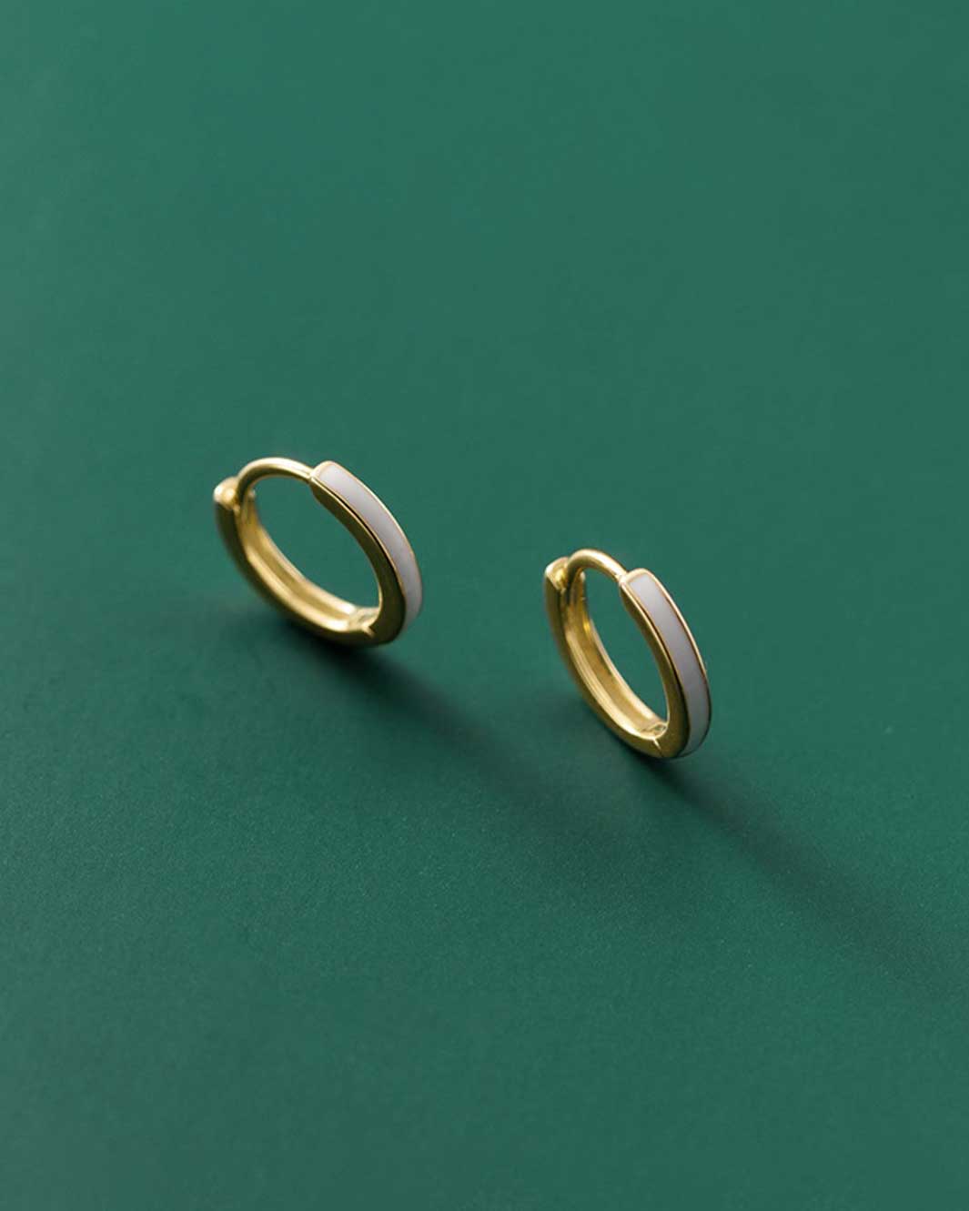 White Enamel Stripe Hoop Earrings