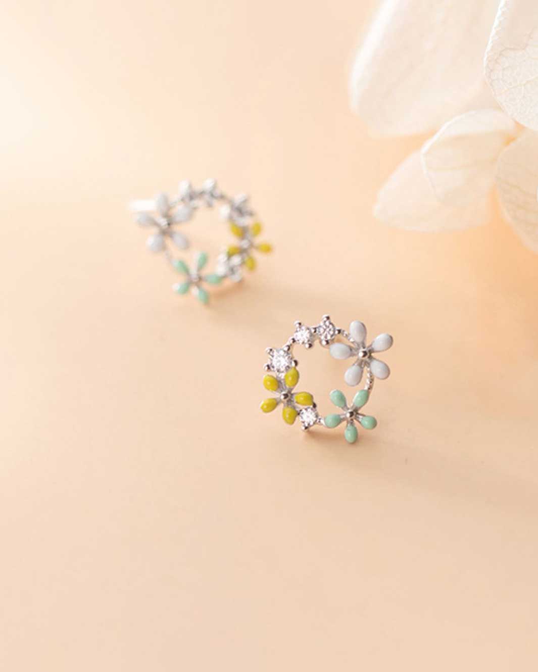 Floral Wreath Stud Earrings