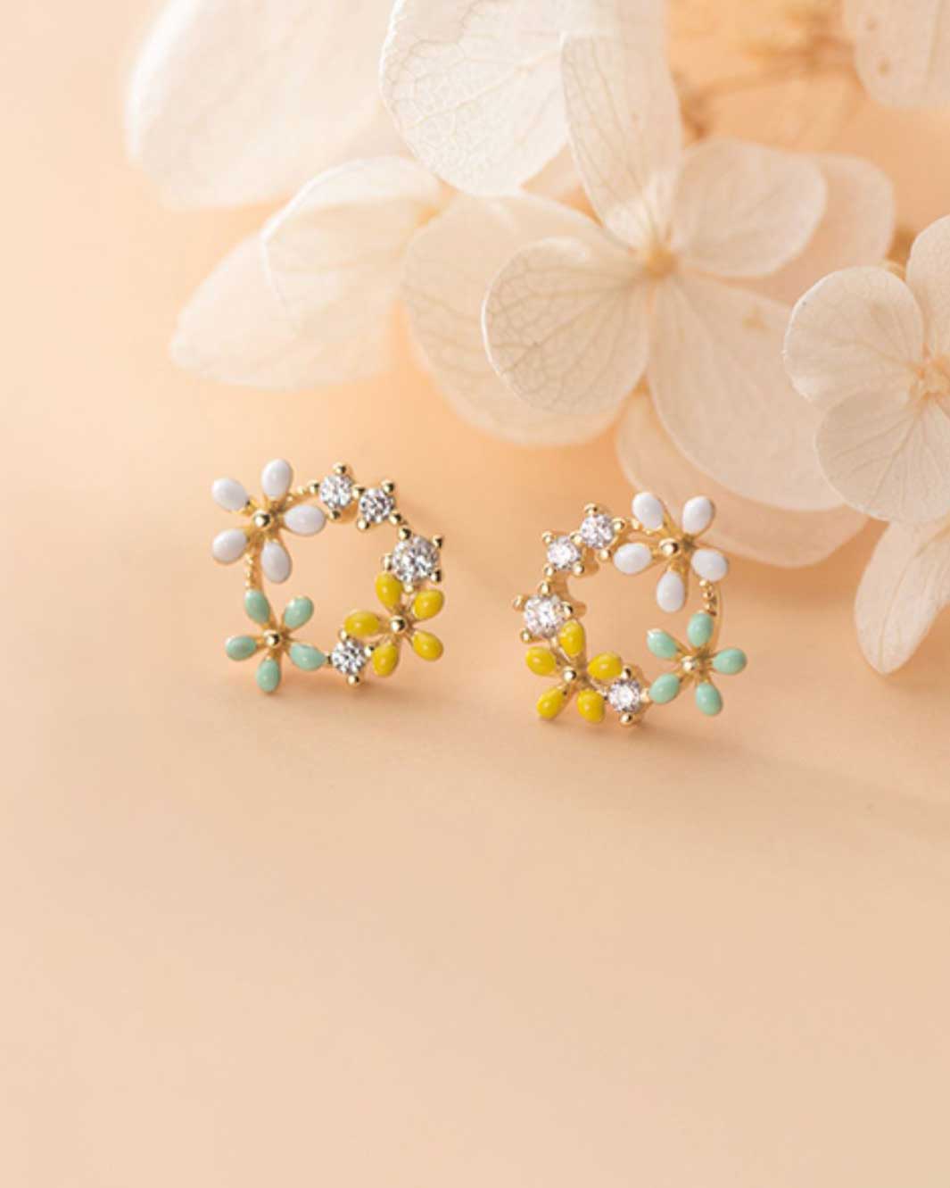 Floral Wreath Stud Earrings