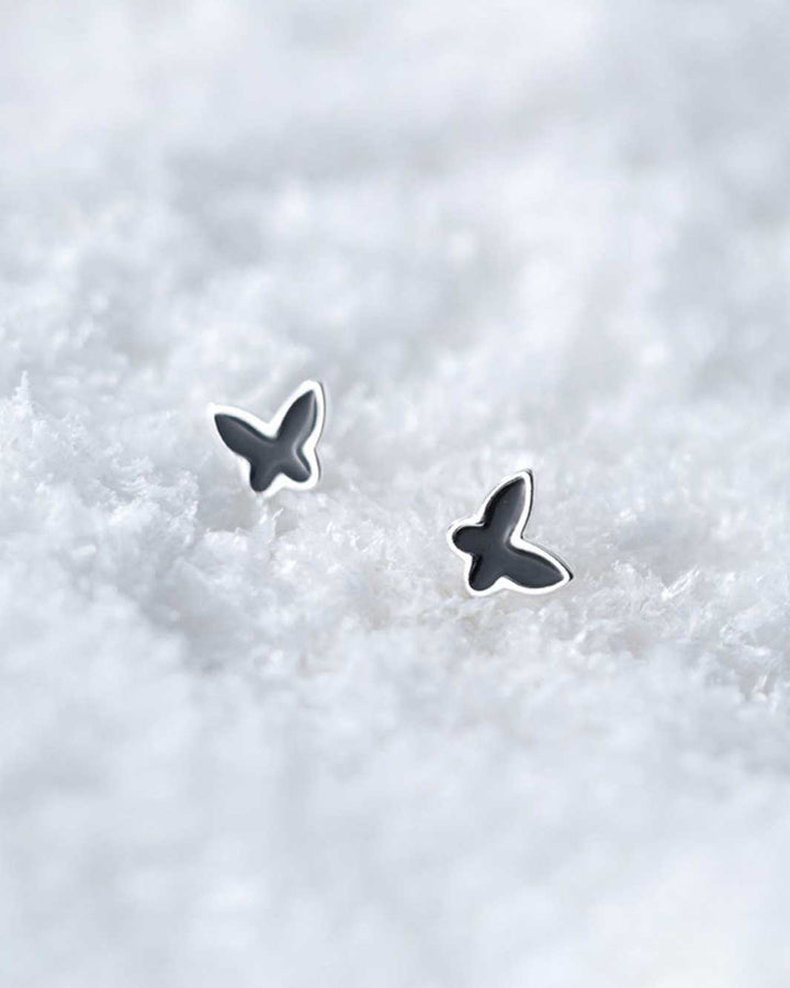 Black Butterfly Barbell Earrings