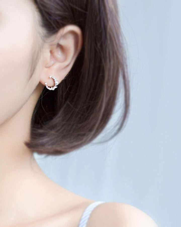 Crescent Moon Stud Earrings