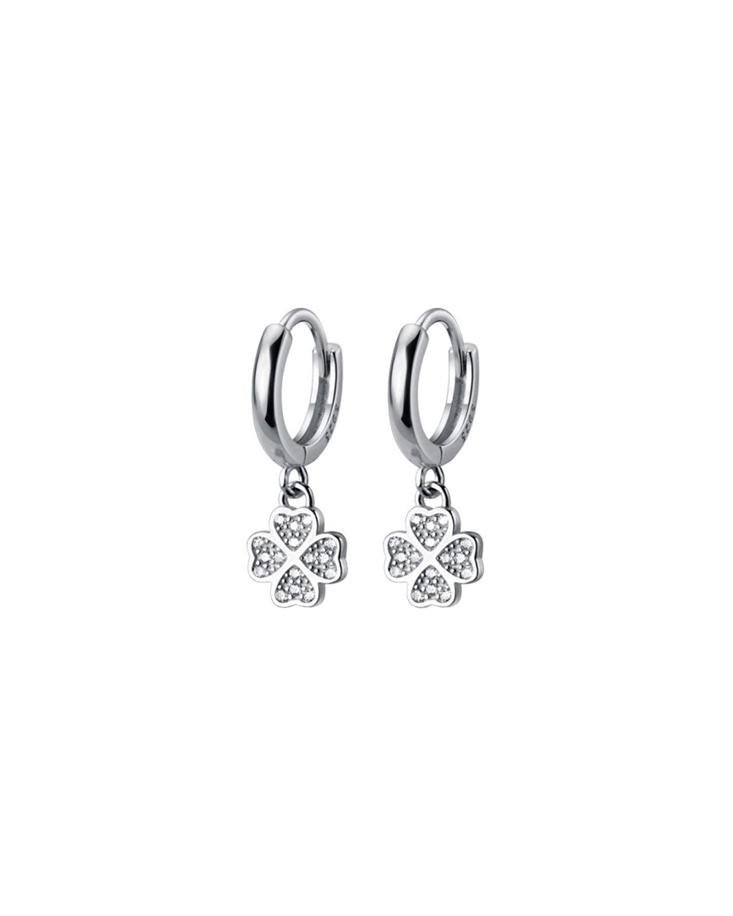 Diamante Four-leaf Clover Huggie Earrings