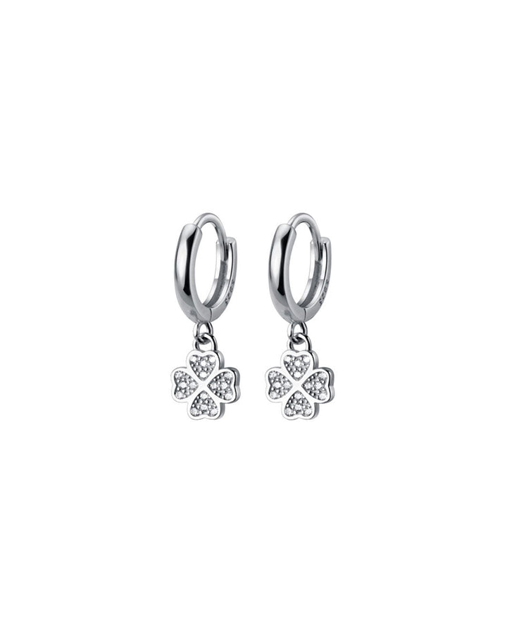 Diamante Four-leaf Clover Huggie Earrings