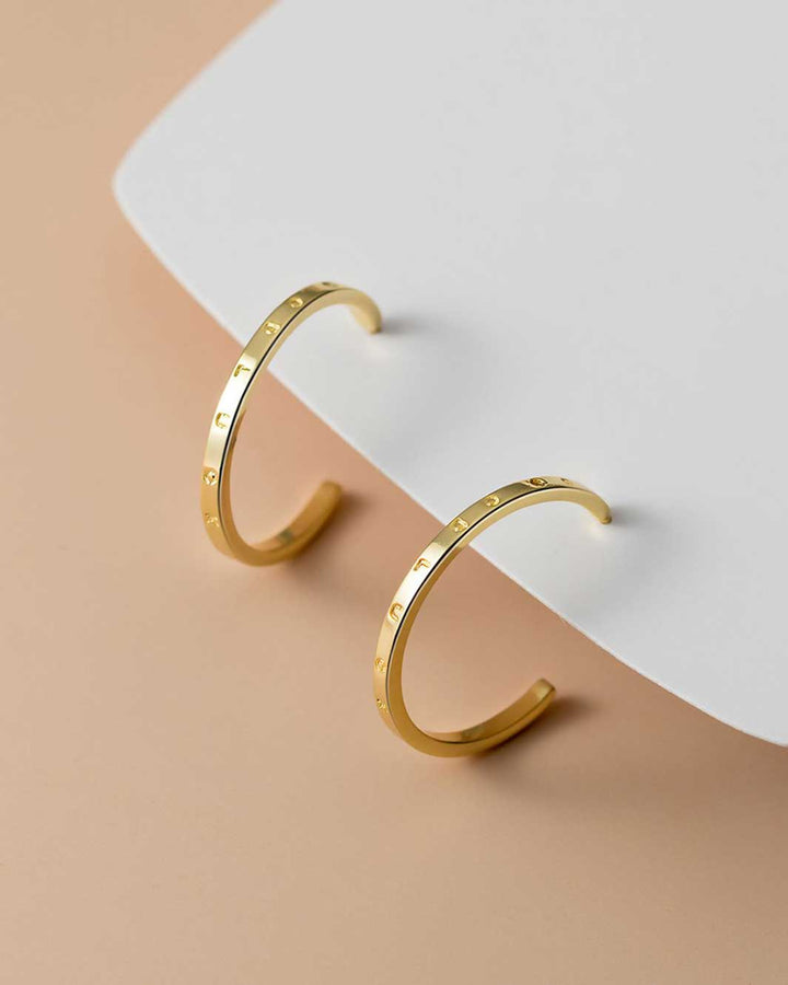 Good Luck Engraved Open Hoop Earrings