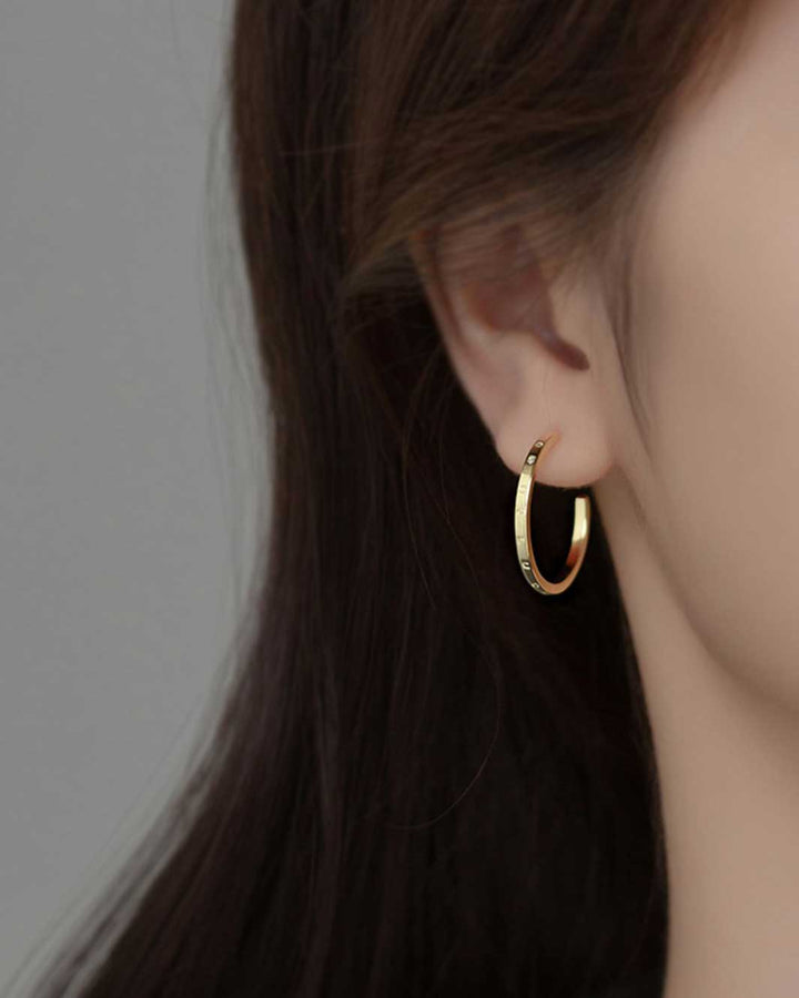 Good Luck Engraved Open Hoop Earrings