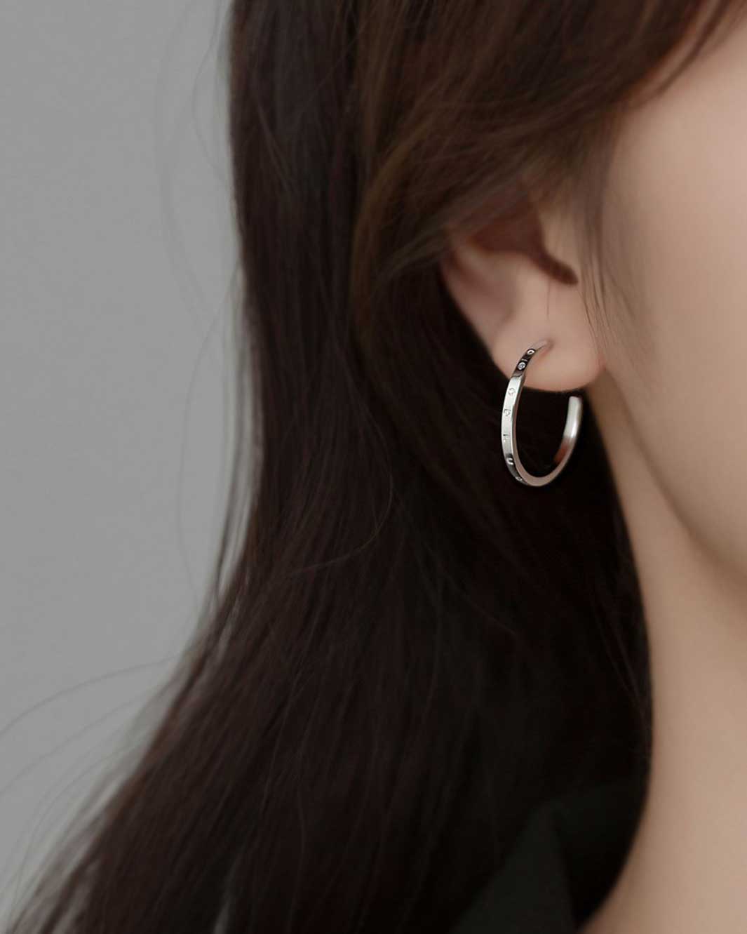 Good Luck Engraved Open Hoop Earrings