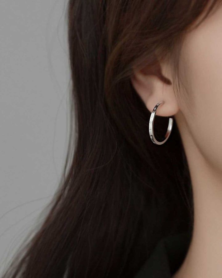 Good Luck Engraved Open Hoop Earrings
