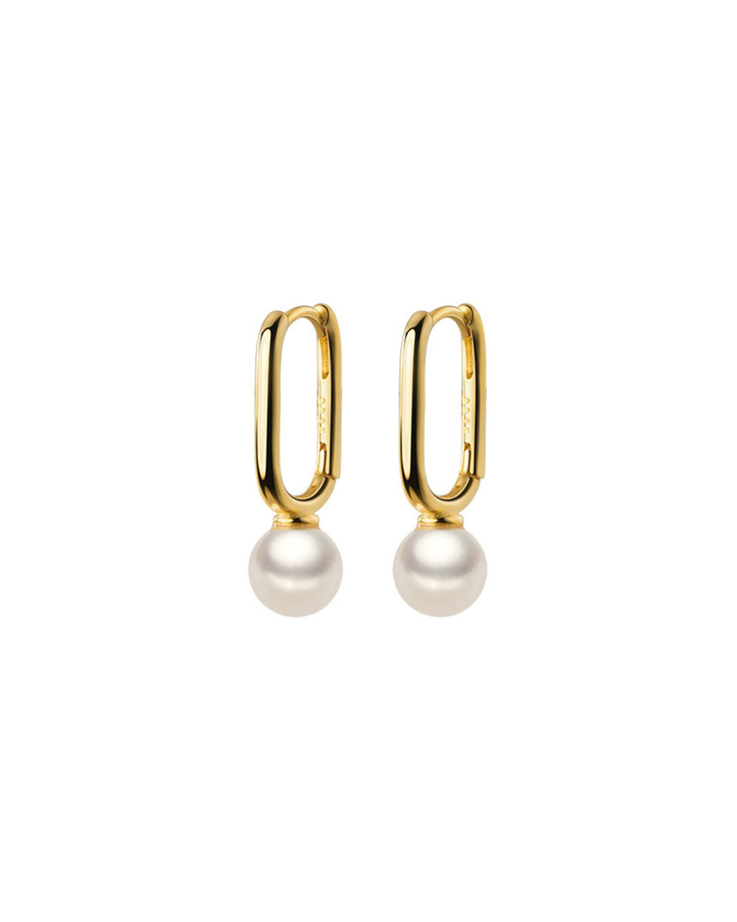 Pearl Charm Oval Hoop Earrings