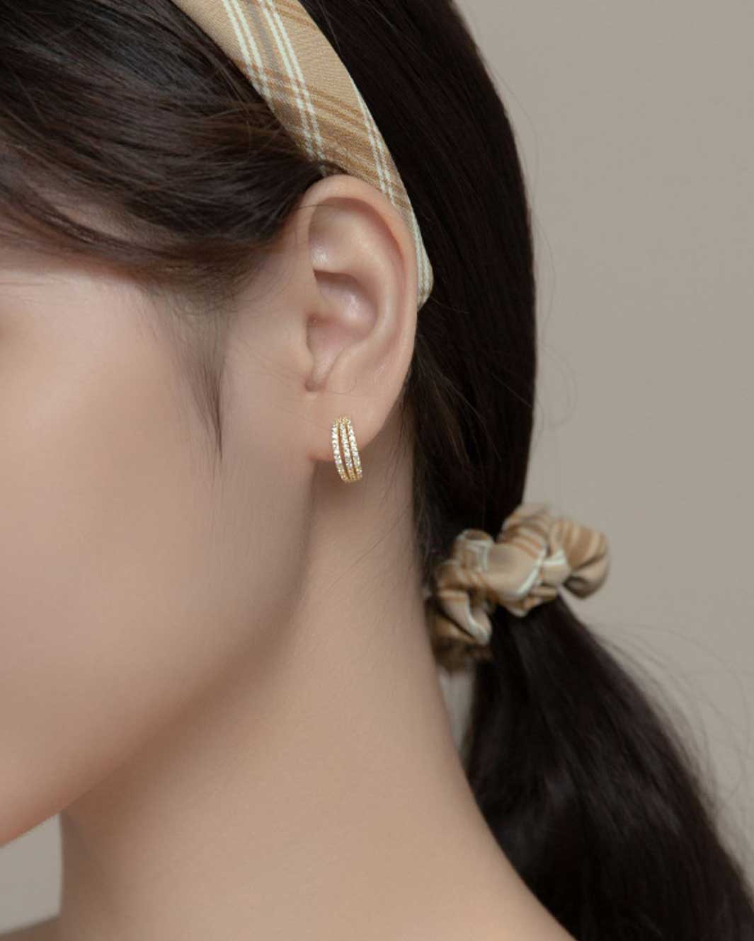 Diamante Layer Open Hoop Earrings