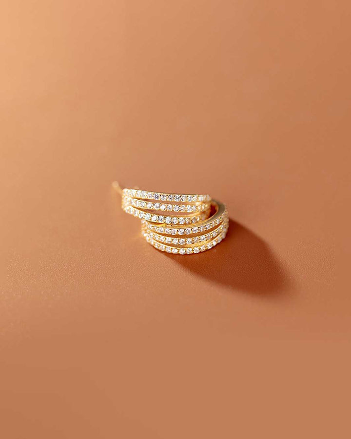 Diamante Layer Open Hoop Earrings