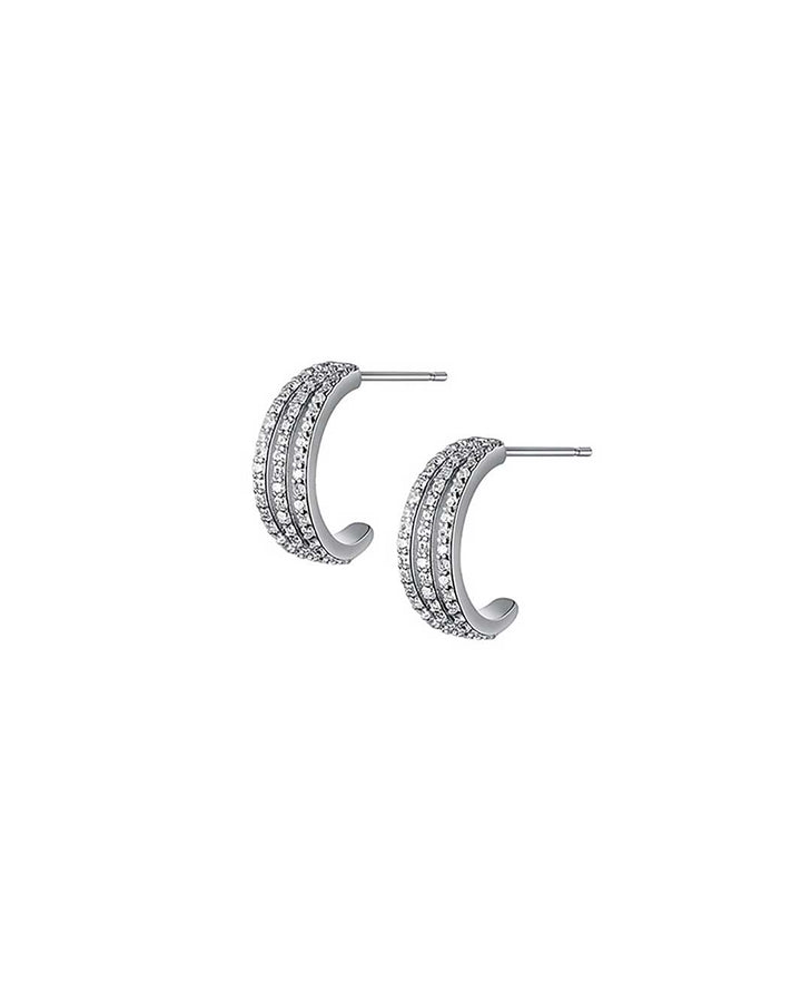 Diamante Layer Open Hoop Earrings