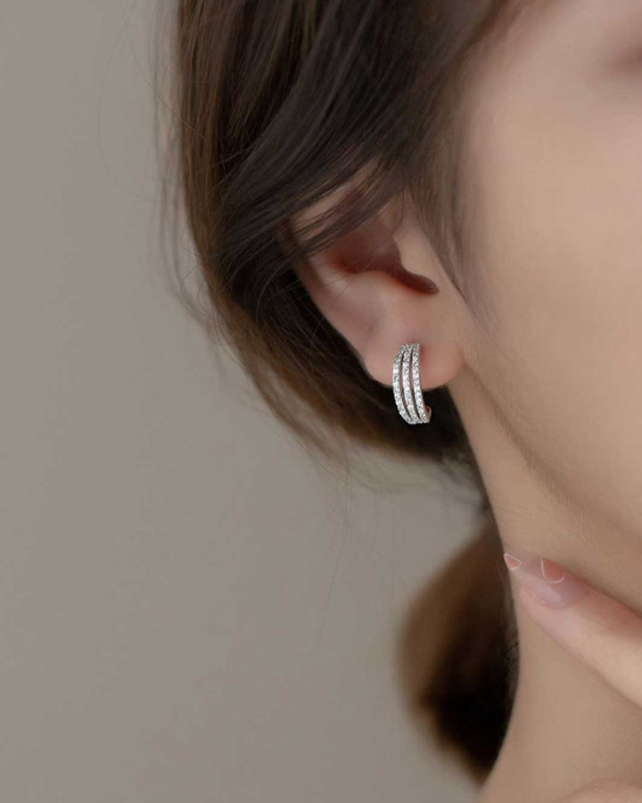 Diamante Layer Open Hoop Earrings